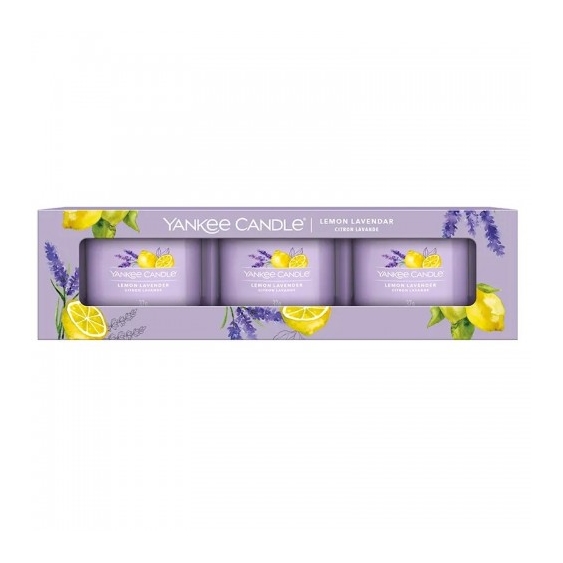 Yankee Candle Lemon Lavender 3 Candele Profumate Votive Da 37 G