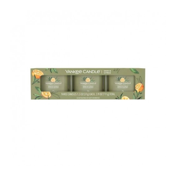 Yankee Candle Sage & Citrus 3 Candele Votive In Vetro