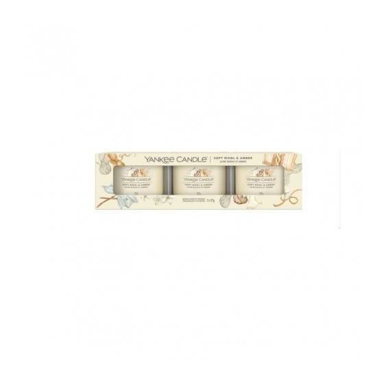 Yankee Candle Soft Wool & Amber 3 Candele Votive In Vetro