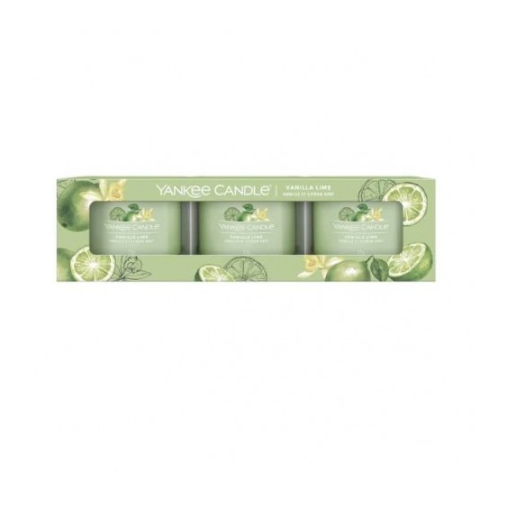 Yankee Candle Vanilla Lime 3 Candele Votive In Vetro