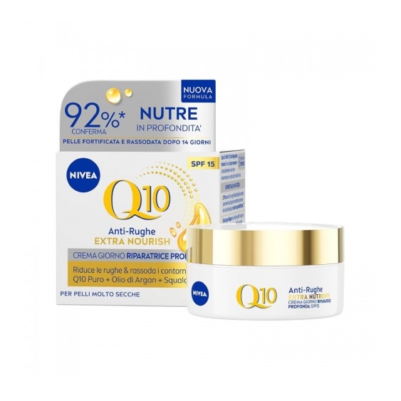 Nivea Q10 Anti-Rughe Extra Nutriente Spf15 Crema Giorno Riparatrice Profonda 50 Ml