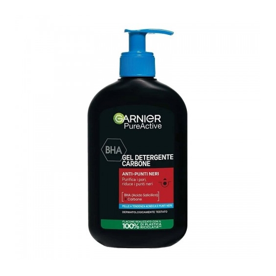 Garnier Pureactive Gel Detergente Carbone Anti-Punti Neri 250 Ml