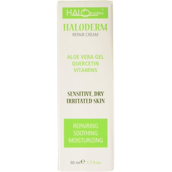 Halo Pharma Haloderm Crema Hr Idratante Lenitiva Per Pelli Sensibili Con Aloe Vera 50 Ml