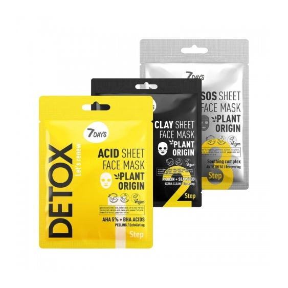 7Days Detox 3 Maschere Viso Purificanti Ed Anti-Et 