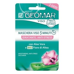 Geomar Maschera Viso 5 Minuti Idratanti Antistress Con Fiore Di Altea Biologico E Aloe Vera 2 Dosi 15 Ml