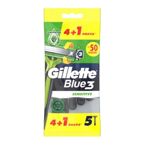 Gillette Blu3 Sensitive Rasoio Da Barba Usa E Getta 1 Confezione Da 4+1 Lamette