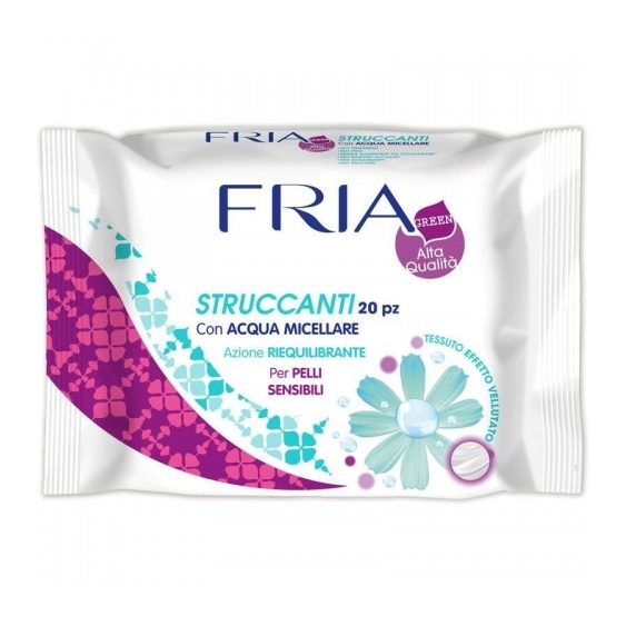 Fria 20 Salviette Struccanti Riequilibranti Micellari Per Pelli Sensibili