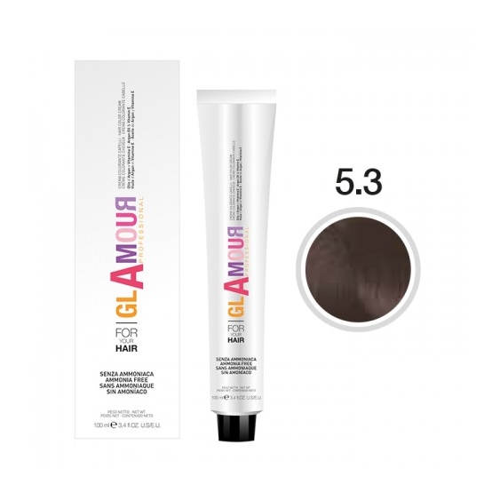 Glamour Ammonia Free Hair Color Cream Crema Colorante Per Capelli N. 5.3 Castano Chiaro Dorato