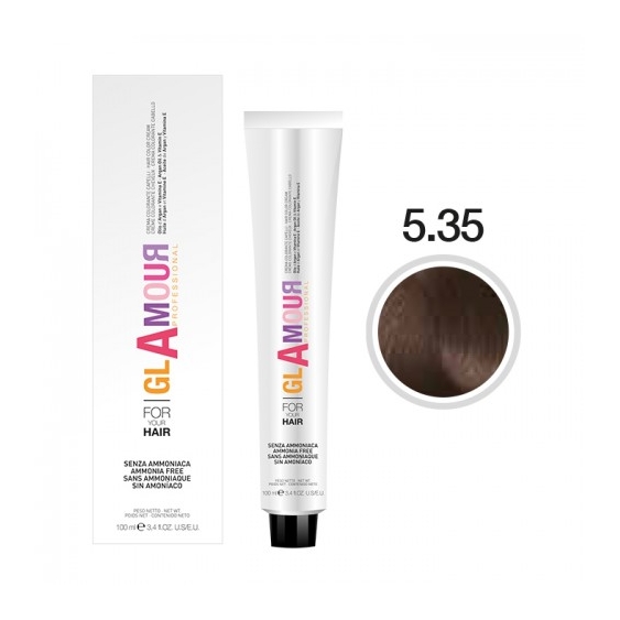 Glamour Ammonia Free Hair Color Cream Crema Colorante Per Capelli N. 5.35 Cioccolato Amaro
