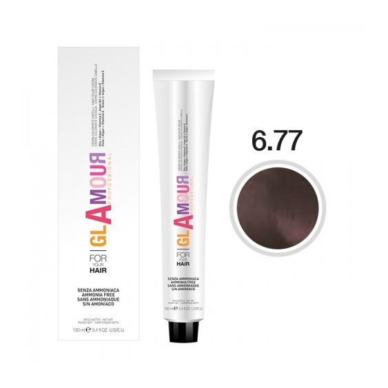 Glamour Ammonia Free Hair Color Cream Crema Colorante Per Capelli N. 6.77 Cappuccino