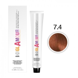 Glamour Ammonia Free Hair Color Cream Crema Colorante Per Capelli N. 7.4 Biondo Rame