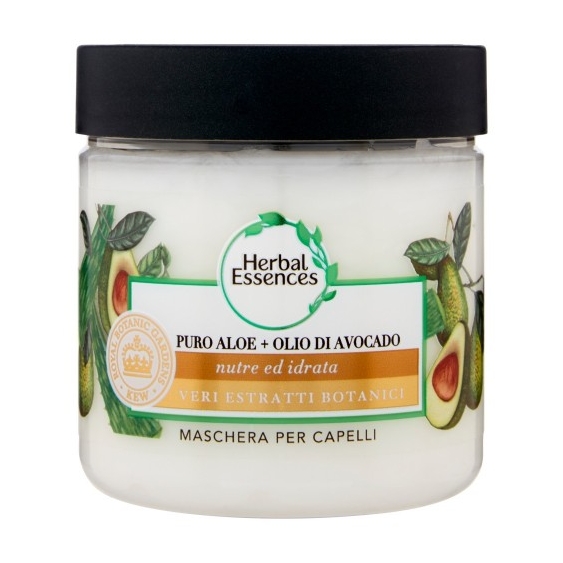 Herbal Essences Puro Aloe + Olio Di Avocado Maschera Senza Solfati Per Capelli Secchi 250 Ml
