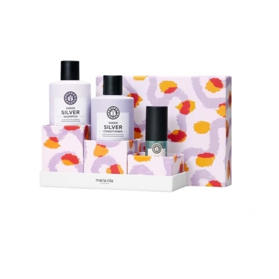 Maria Nila Cofanetto Sheer Silver Shampoo 350 Ml + Balsamo 300 Ml + True Soft Argan Oil 30 Ml