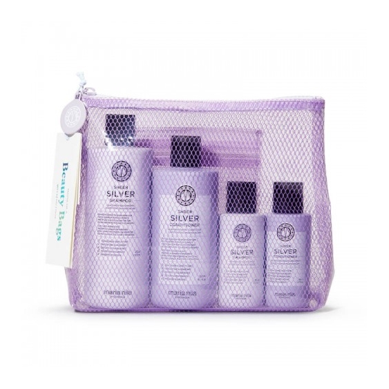 Maria Nila Sheer Silver Beauty Bag Set Da Viaggio Per La Cura Dei Capelli