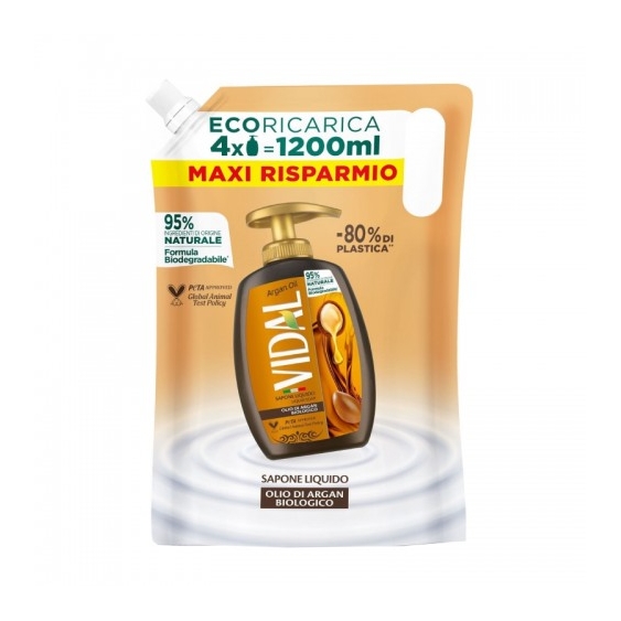 Vidal Argan Oil Sapone Liquido Olio Di Argan Biologico Ricarica Da 1,2 L