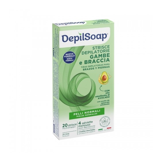 Depilsoap 20 Strisce Depilatorie Gambe E Braccia Per Pelli Normali