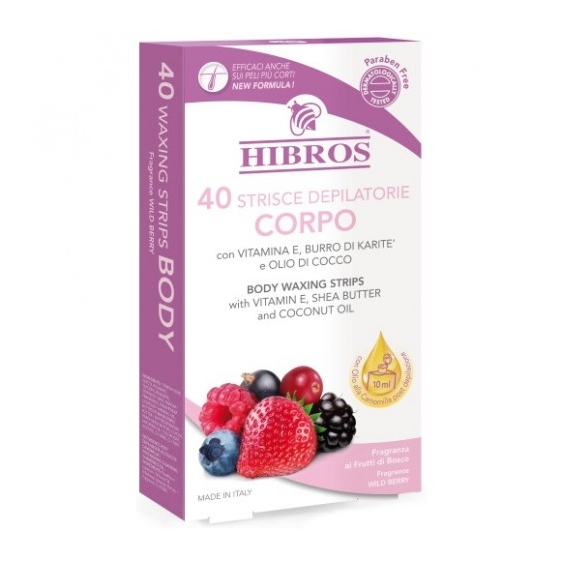 Hibros 40 Strisce Depilatorie Corpo Ai Frutti Di Bosco