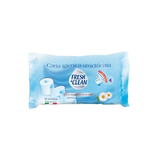 Fresh & Clean Carta Igienica Umidificata 12 Salviette Emollienti E Delicate