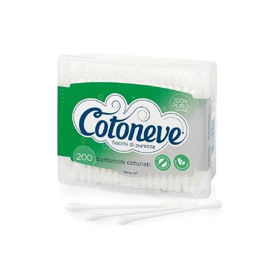 Cotoneve Bastoncini Ovattati In Puro Cotone 1 Confezione 200 Pezzi