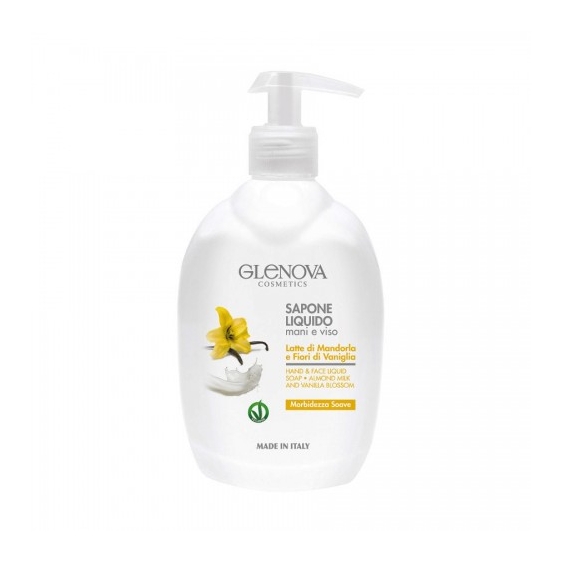 Glenova Sapone Liquido Per Meni E Viso Al Latte Di Mandorla E Fiori Di Vaniglia 500 Ml