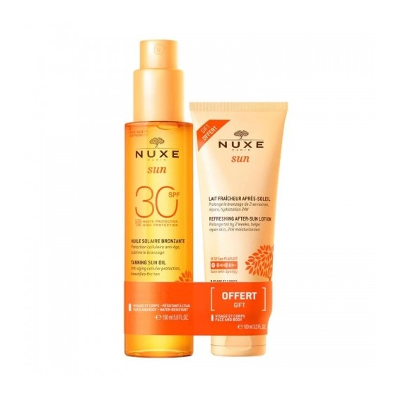 Nuxe Sun Duo Olio Solare Spf30 Abbronzante 150 Ml + Latte Dopo Sole 100 Ml
