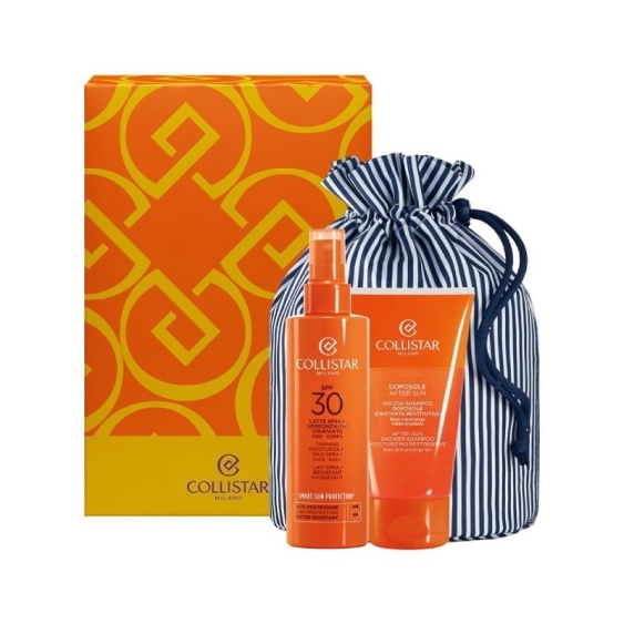 Collistar Latte Spray Abbronzante Idratante Idratante SPF30 + Doccia-Shampoo Doposole Cofanetto Solari