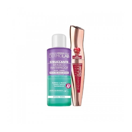 Deborah Kit Mascara 24 Ore Maxi Volume Con Olio Di Melograno + Struccante Bifasico 50 Ml