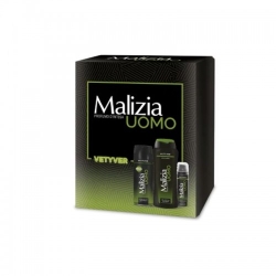 Malizia Cofanetto Uomo Vetyver Gel Doccia Shampoo 250Ml + Deodorante 175Ml + Schiuma Da Barba 50 Ml