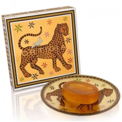 Ortigia Cofanetto Regalo Ambra Nera Sapone Bagno + Piattino In Vetro Decorato