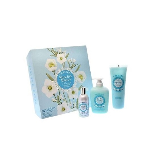 Perlier Cofanetto Muschio Bianco D'Oriente Gel Doccia + Sapone Liquido + Profumo