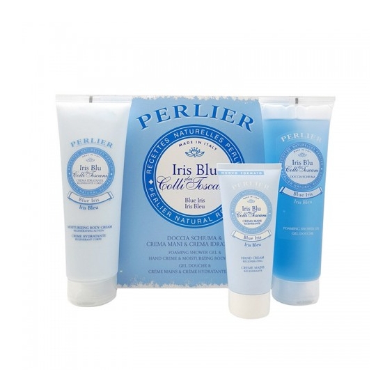 Perlier Cofanetto Iris Blu Doccia Schiuma 250 Ml + Crema Mani 100 Ml + Crema Idratante 250 Ml