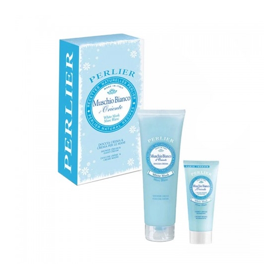 Perlier Cofanetto Muschio Bianco D'Oriente Bagnoschiuma + Crema Mani
