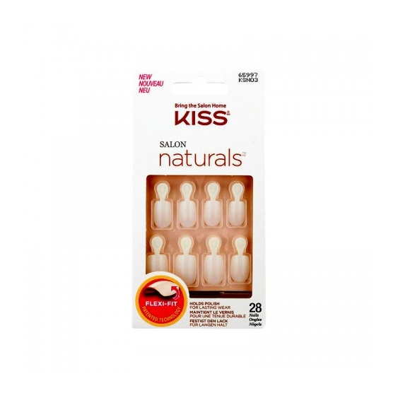 Kiss Salon Naturals 28 Unghie Artificiali Bianche Ksn03C