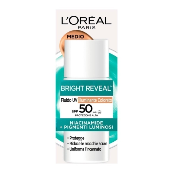 L'Oreal Paris Bright Reveal Fluido Uv Illuminante Colorato SPF50 50 ml - Medio