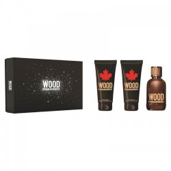 Dsquared2 Cofanetto Wood Pour Homme EdT 100 Ml + Gel Doccia 100 Ml + Balsamo Dopobarba 100 Ml