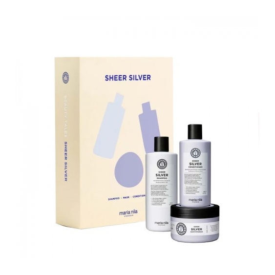 Maria Nila Cofanetto Sheer Silver Shampoo 350 Ml + Balsamo 300 Ml + Maschera 250 Ml