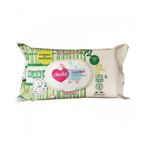 Dealo 72 Salviettine Detergenti Al Latte E Cocco Xl