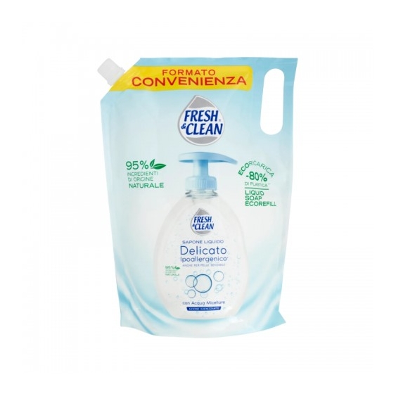 Fresh & Clean Delicato Sapone Liquido Con Acqua Micellare Eco Ricarica 1 L