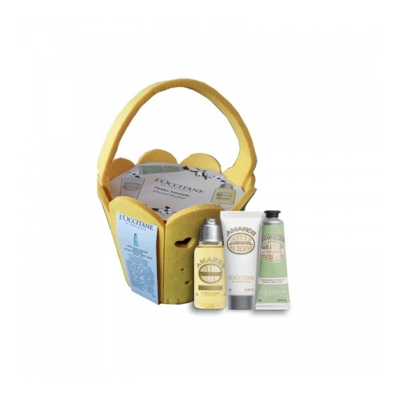 L'Occitane Cofanetto Amande Basket Crema Mani 30ml + Olio Doccia 35ml + Crema Corpo 20ml