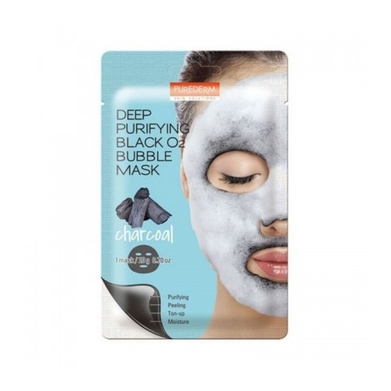 Purederm Deep Purifying Black O2 Bubble Mask Charcoal Maschera Purificante