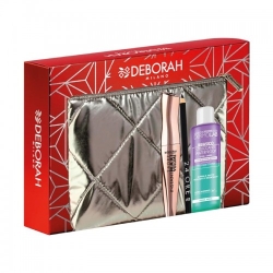 Deborah Set Regalo Pochette N.02 Mascara Instant Maxi Volume + Matita Occhi + Struccante Bifasico Dermolab