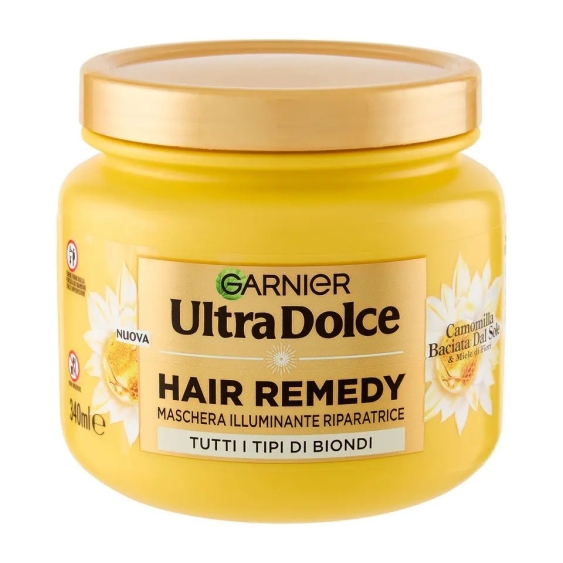 Garnier Ultra Dolce Hair Remedy Maschera Illuminante Riparatrice Camomilla e Miele 340 ml