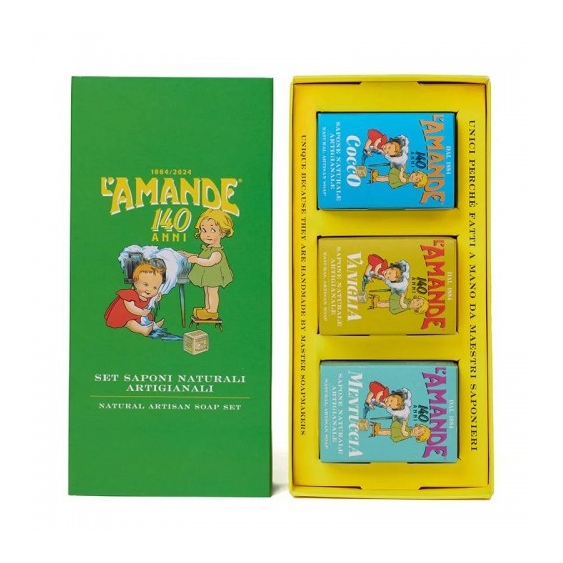 L'Amande Cocco + Vaniglia + Mentuccia Set Regalo Saponi Artigianali