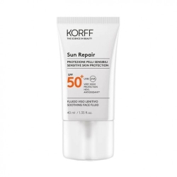 Korff Crema Solare Viso 50+ SPF Fluido Lenitovo Per Pelli Sensibili Sun Repair Protezione Molto Alta 40 Ml