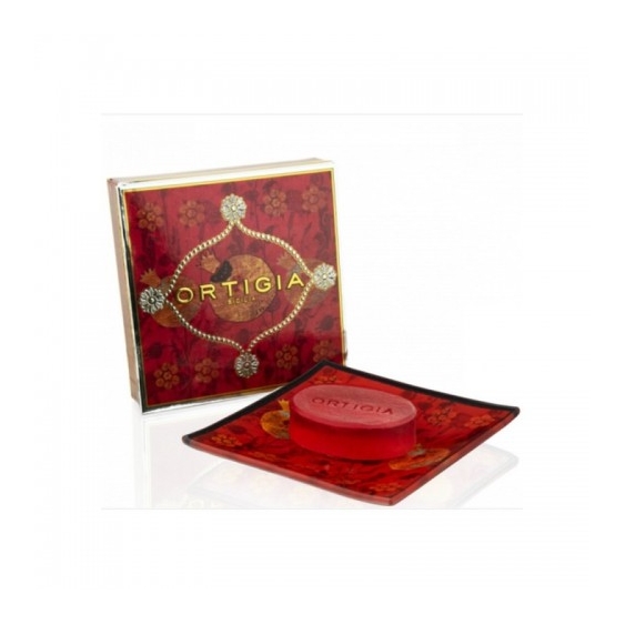 Ortigia Melograno Piattino Vetro Con Sapone 40 G