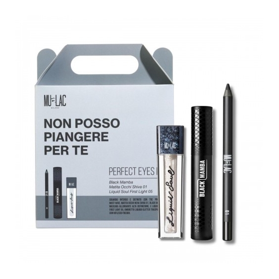 Mulac Non Posso Piangere Per Te Perfect Eyes Kit - Ombretto Liquido Glitter Trasparente + Mascara Allungante + Matita Occhi Nera