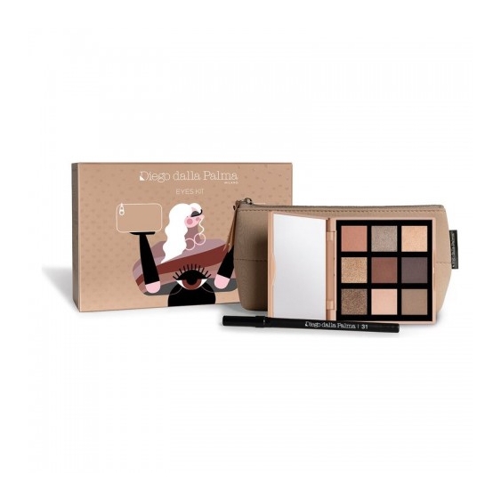 Diego Dalla Palma Eyes Kit - Palette Occhi Nuda Warm 9 Ombretti + Eyeliner N. 31 + Pochette