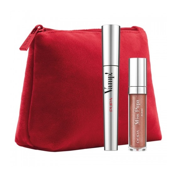 Pupa Kit Mascara & Gloss - Mascara Extra Black N. 100 + Miss Pupa Gloss + Pochette