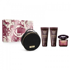 Versace Crystal Noir Pour Femme - Edp 50 Ml Vapo + Bath & Shower Gel 50 Ml + Body Lotion 50 Ml + Poquette