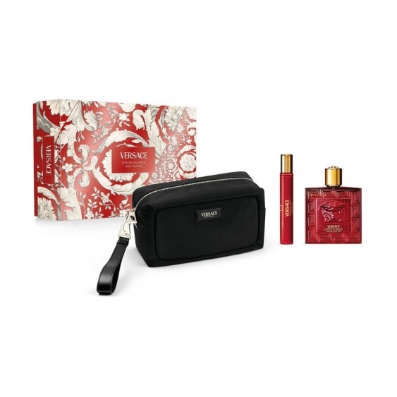 Versace Eros Flame Pour Homme - Edp 100 Ml Vapo + Edp 10 Ml Travel Spray + Trousse